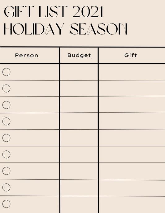 Gift List 2021 Holiday Season